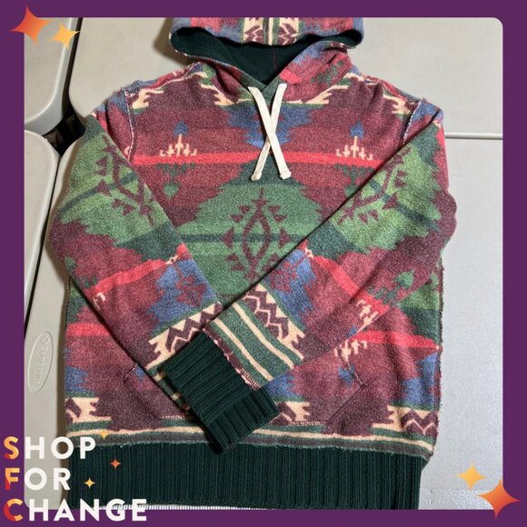 Vintage POLO by Ralph Lauren Hoodie Aztec Design Size Small - Picture 5 of 5
